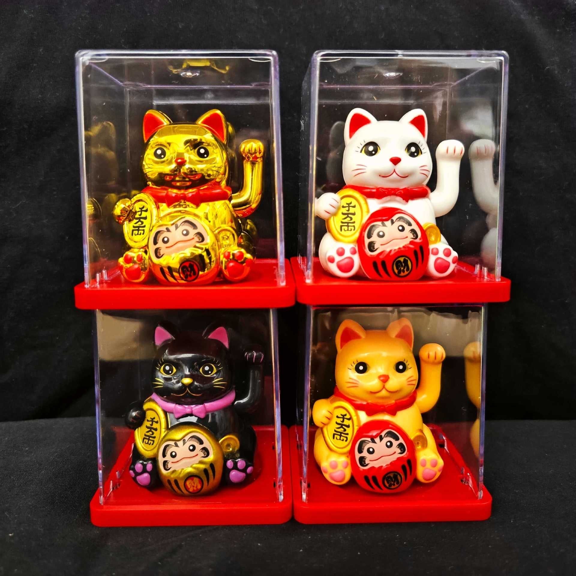Solar-Powered Lucky Cat Figurine – Waving Cat for Good Luck & Happy Vibes