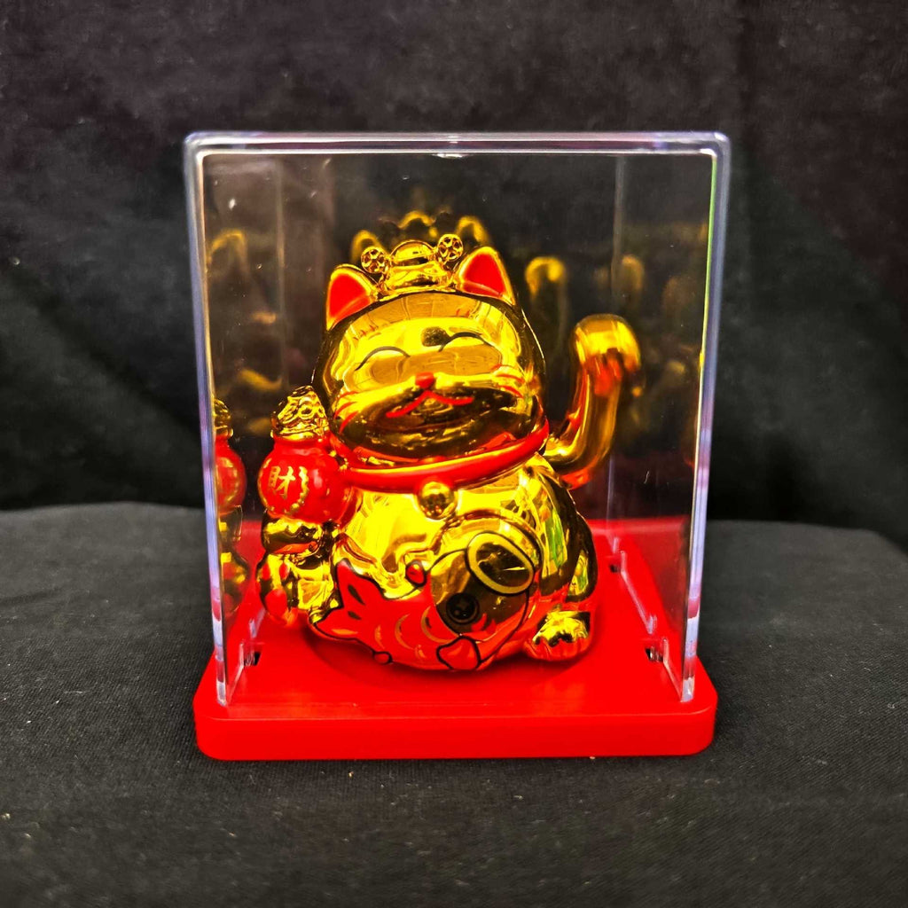 Solar-Powered Lucky Cat Figurine – Waving Cat for Good Luck & Happy Vibes