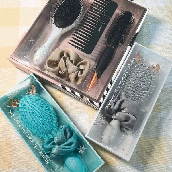 Festive Reindeer Hair Brush & Scrunchie Gift Set