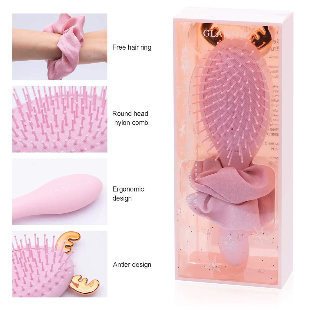 Festive Reindeer Hair Brush & Scrunchie Gift Set
