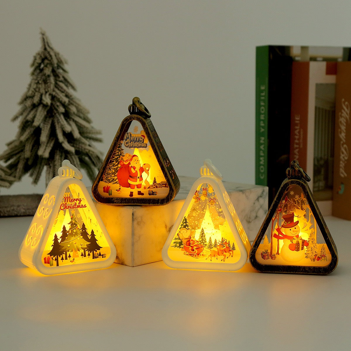 LED Triangle Christmas Lantern Ornament (Multiple Styles)