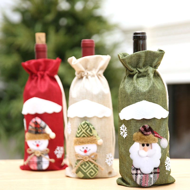 Rustic Hessian Christmas Wine Bag