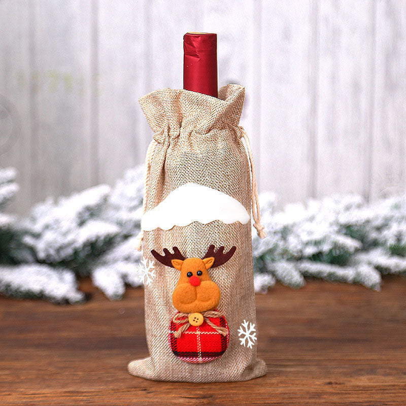 Rustic Hessian Christmas Wine Bag
