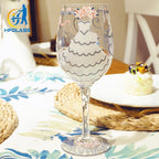 Hand-Painted Bride &amp; Groom Wine Glass