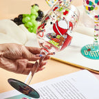 Festive Hand-Painted Christmas Wine Glass