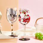Festive Hand-Painted Christmas Wine Glass