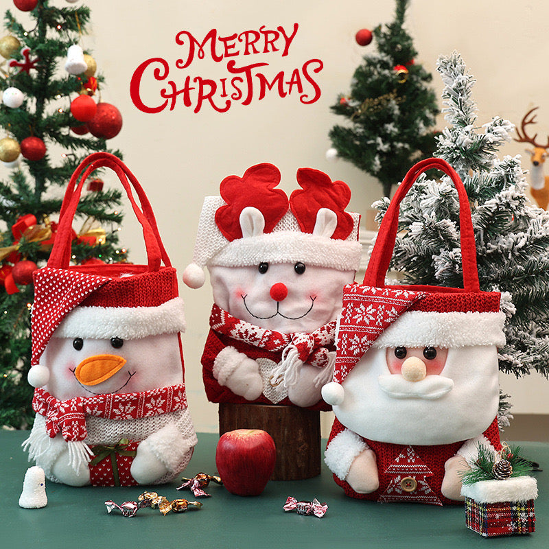 3D Plush Christmas Character Treat Bag (Santa, Snowman ,Reindeer) Largr