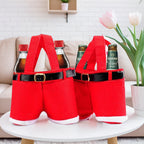 Festive "Santa Pants" Double Bottle Carrier Bag