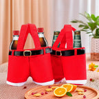 Festive "Santa Pants" Double Bottle Carrier Bag