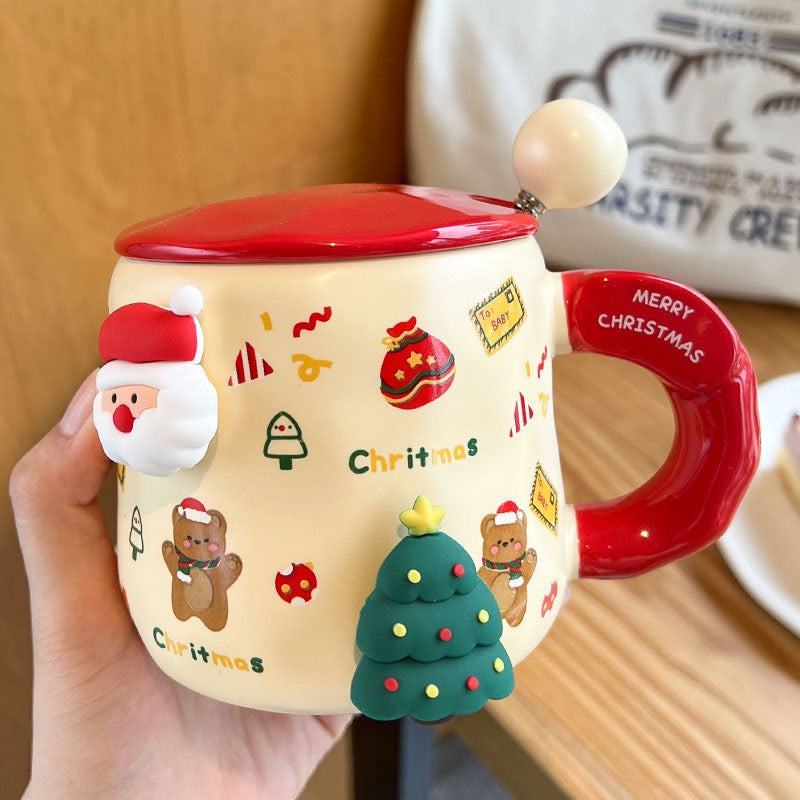 3D Festive Christmas Mug Set (with Lid and Spoon)