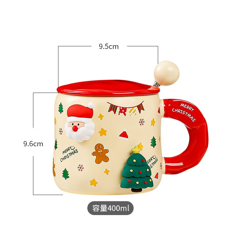 3D Festive Christmas Mug Set (with Lid and Spoon)