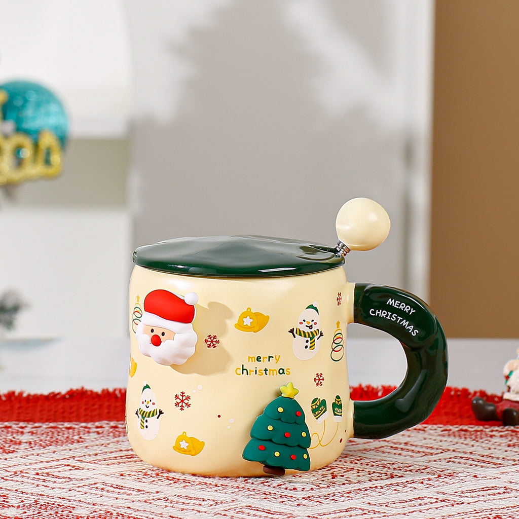 3D Festive Christmas Mug Set (with Lid and Spoon)