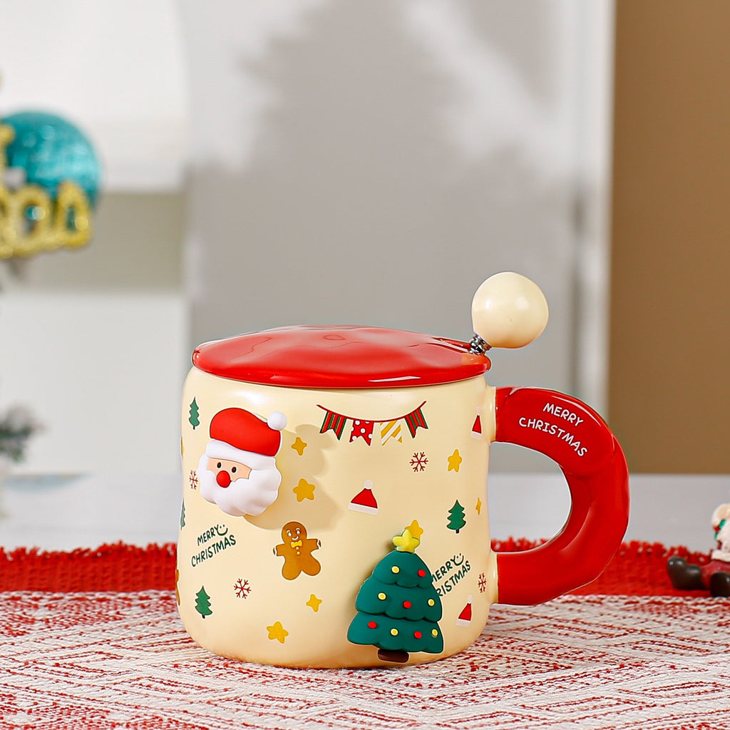 3D Festive Christmas Mug Set (with Lid and Spoon)