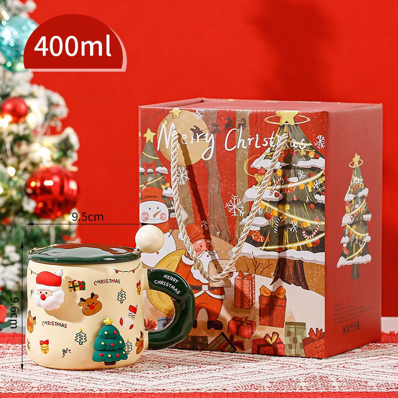 3D Festive Christmas Mug Set (with Lid and Spoon)