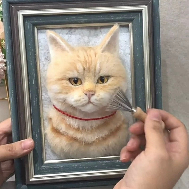 Custom 3D Pet Portrait Frame – Handmade Wool Felt Art