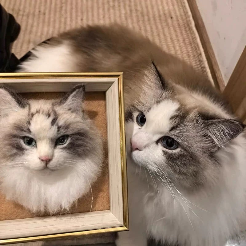 Custom 3D Pet Portrait Frame – Handmade Wool Felt Art