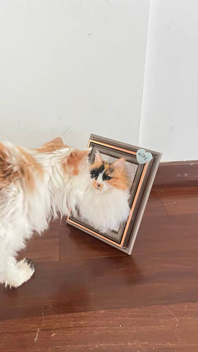 Custom 3D Pet Portrait Frame – Handmade Wool Felt Art