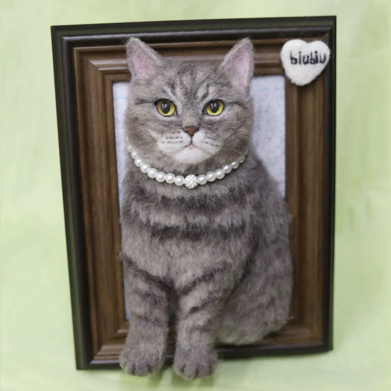 Custom 3D Pet Portrait Frame – Handmade Wool Felt Art