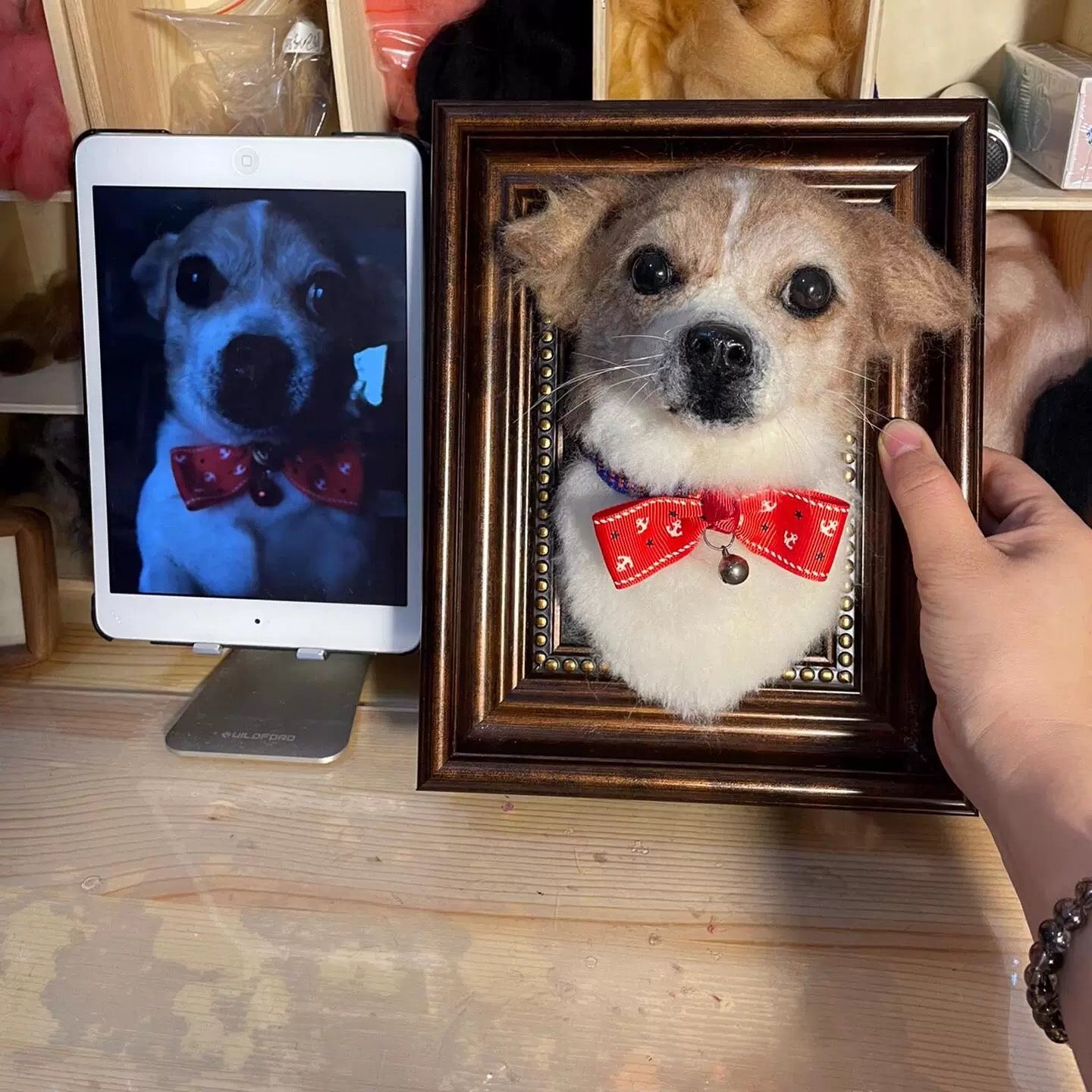 Custom 3D Pet Portrait Frame – Handmade Wool Felt Art
