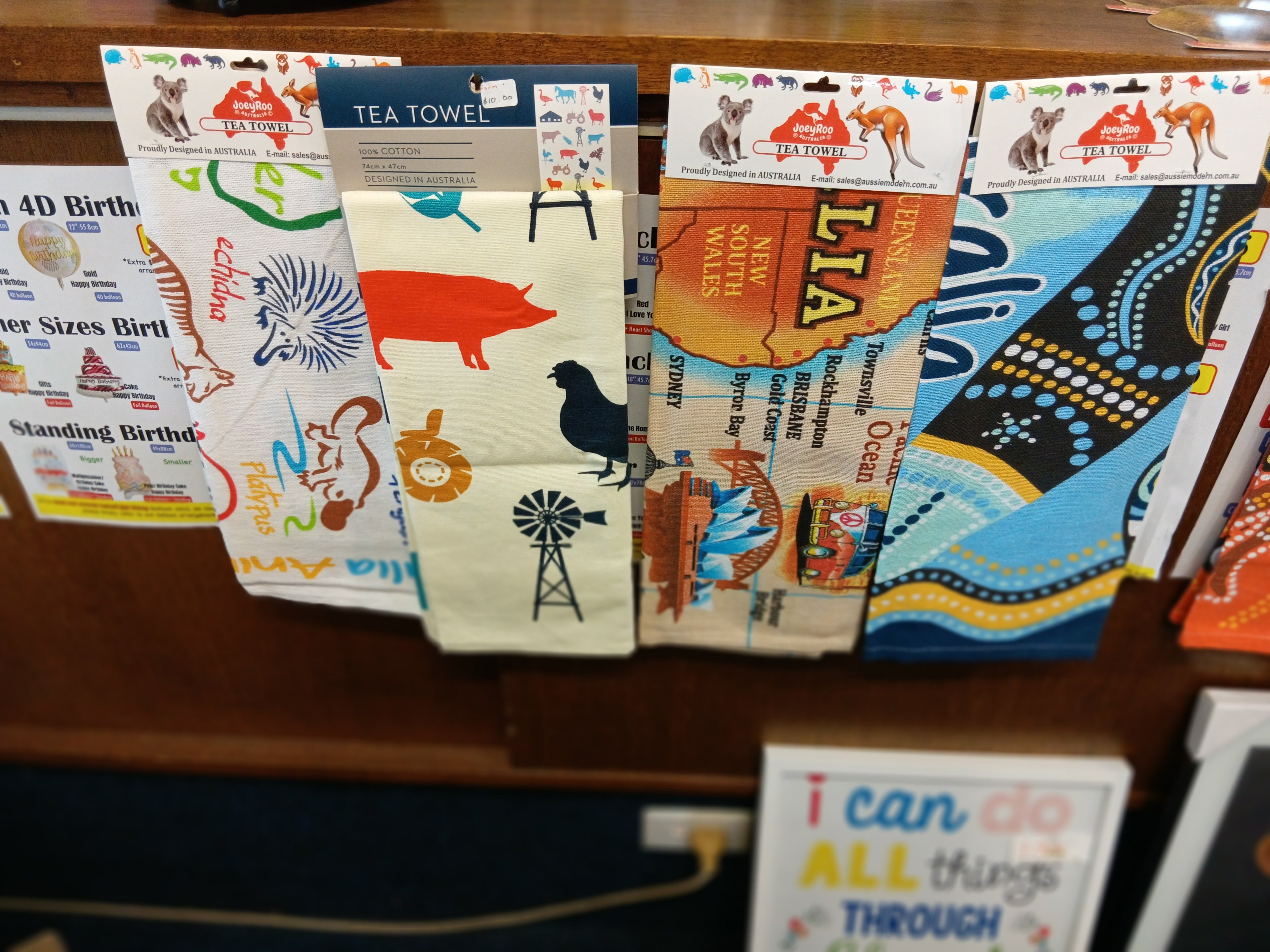 Australian iconic tea towel souvenirs with kangaroo pattern