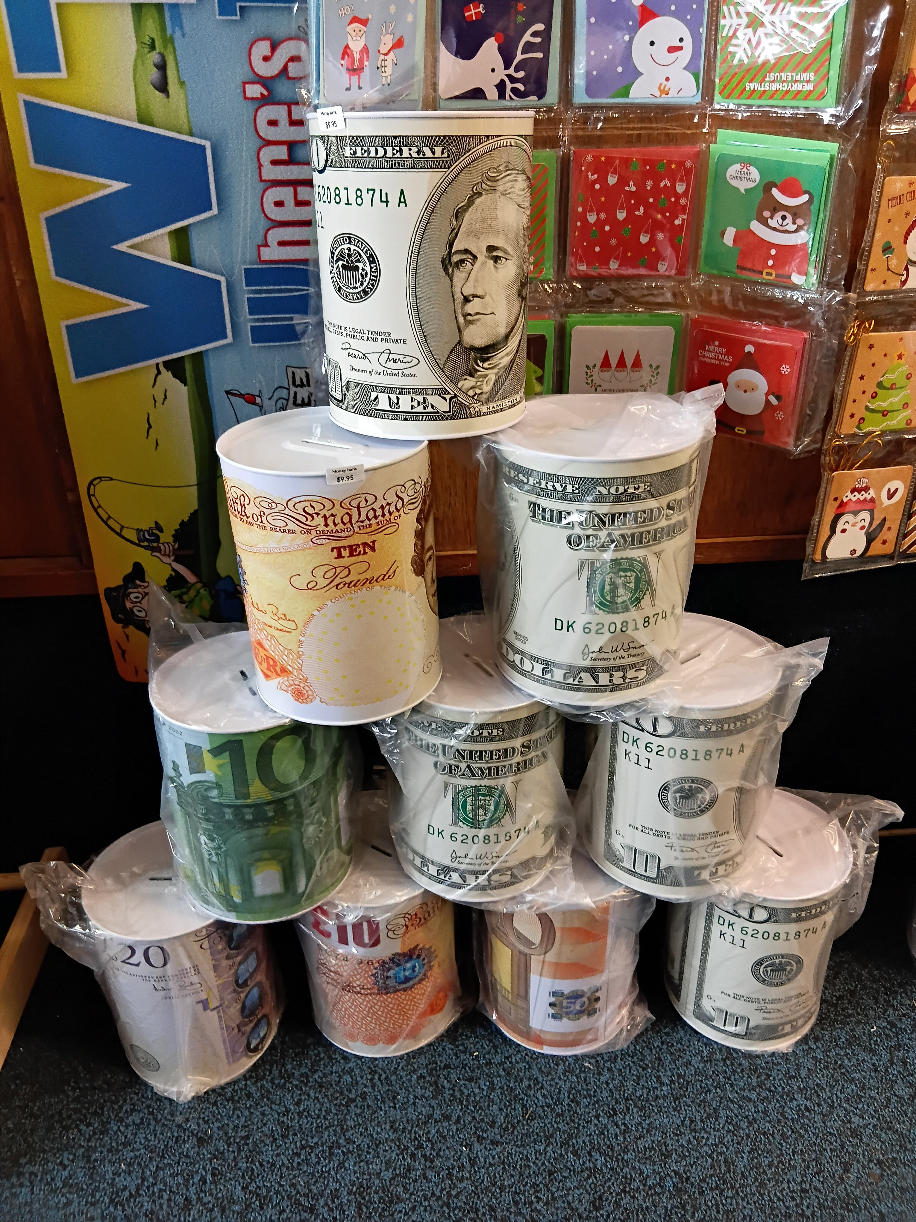 Large Metal EUR Piggy bank for saving notes and coins